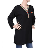 Women's Georgette Embroidered Top - Black - test-store-for-chase-value