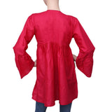 Women's Embroidered Short Kurti - Dark Pink - test-store-for-chase-value