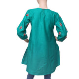 Women's Embroidered Short Kurti - Green - test-store-for-chase-value