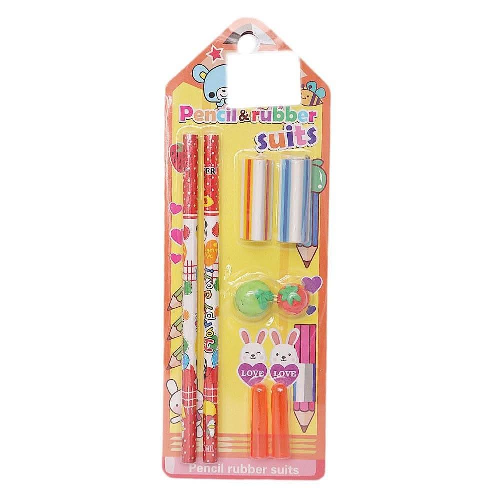 Pencil & Rubber Stationery Set - Yellow - test-store-for-chase-value