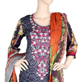 Women's Embroidered 3 Piece Stitched Suit - Grey - test-store-for-chase-value