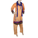 Women's Fancy Embroidered 3 Piece Stitched Suit - Orange - test-store-for-chase-value