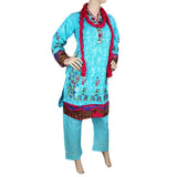 Women's Fancy Embroidered 3 Piece Stitched Suit - Blue - test-store-for-chase-value