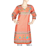 Women's Printed Cotton Kurti - Peach - test-store-for-chase-value