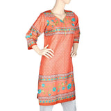 Women's Printed Cotton Kurti - Peach - test-store-for-chase-value