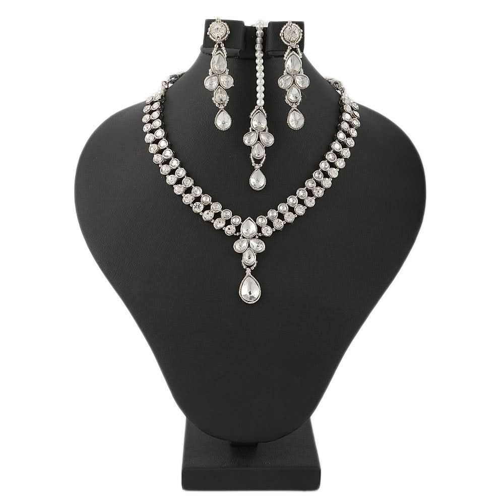 Women's Kundan Jewellery Set - Silver - test-store-for-chase-value