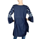 Women's Embroidered Kurti - Dark Blue - test-store-for-chase-value