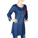 Women's Embroidered Kurti - Blue - test-store-for-chase-value