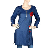 Women's Embroidered Kurti - Blue - test-store-for-chase-value