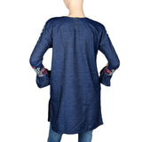 Women's Embroidered Kurti - Dark Blue - test-store-for-chase-value