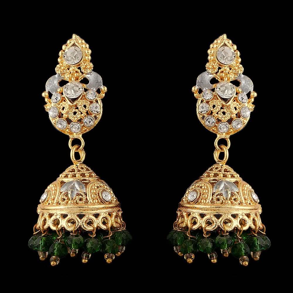 Women's Fancy Jhumki - Golden & Green - test-store-for-chase-value