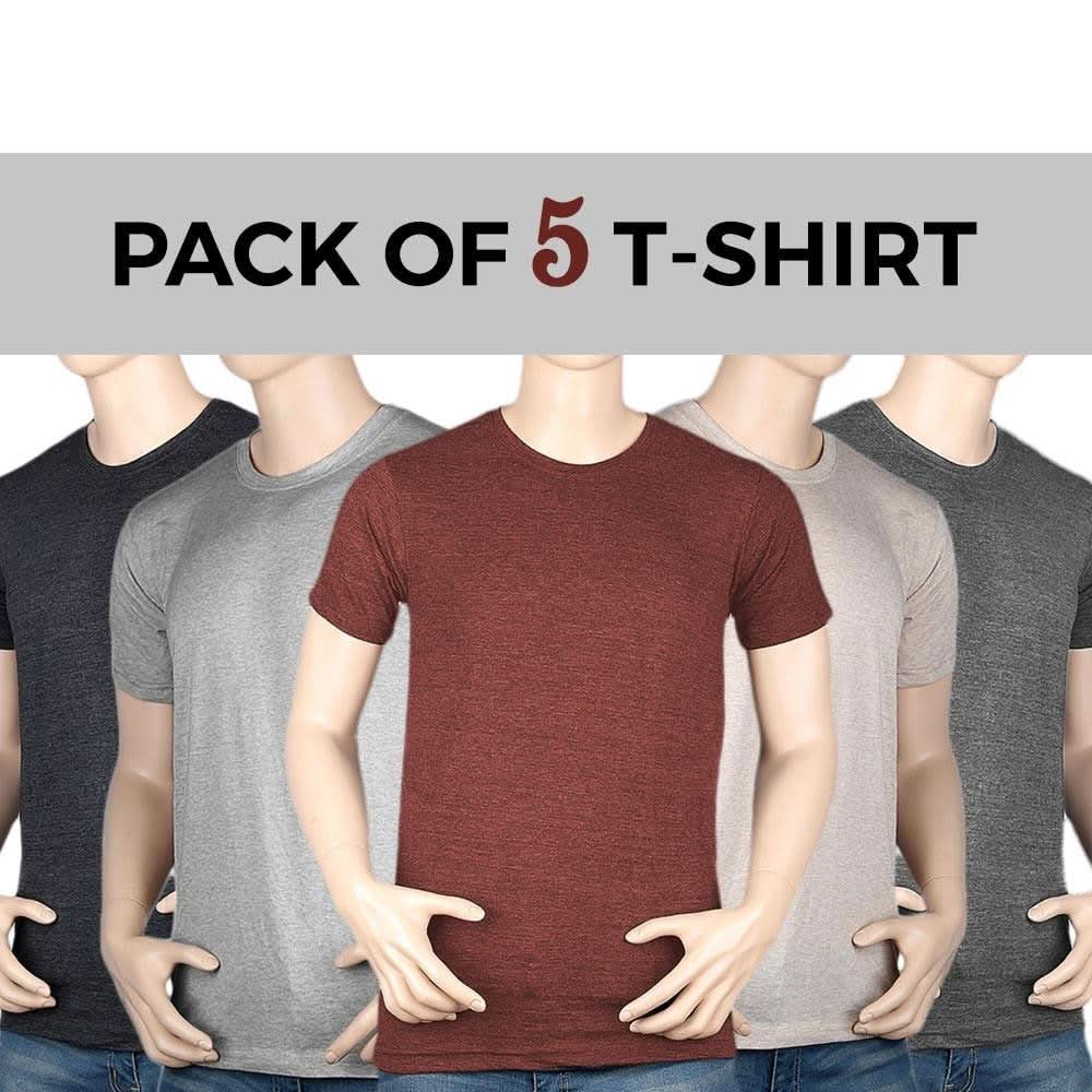 Men's Round Neck T-Shirt Pack Of 5 - Multi - test-store-for-chase-value