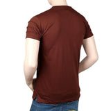 Men's Round Neck Half Sleeve T-Shirt - Dark Brown - test-store-for-chase-value