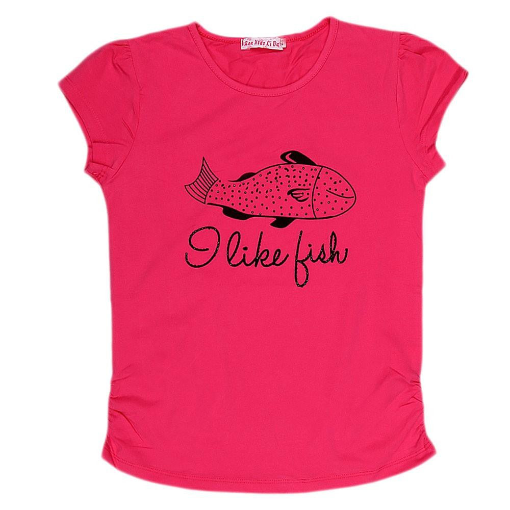 Girls Half Sleeve Printed T-Shirt - Pink - test-store-for-chase-value
