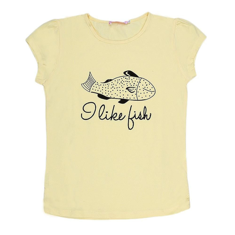 Girls Half Sleeve Printed T-Shirt - Yellow - test-store-for-chase-value