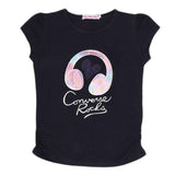Girls Half Sleeve Printed T-Shirt - Black - test-store-for-chase-value