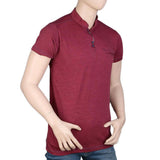 Men's Collar Half Sleeve T-Shirt - Maroon - test-store-for-chase-value