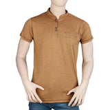 Men's Collar Half Sleeve T-Shirt - Brown - Black - test-store-for-chase-value