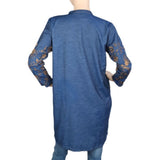Women's Embroidered Denim Kurti - Blue - Blue - test-store-for-chase-value