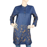 Women's Embroidered Denim Kurti - Dark Blue - test-store-for-chase-value