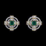 American Diamond Ear Tops - Golden & Green - test-store-for-chase-value