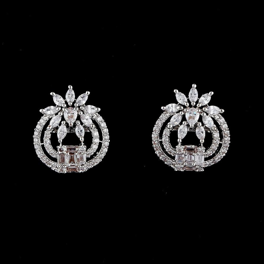 American Diamond Ear Tops - Silver - test-store-for-chase-value