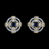 American Diamond Ear Tops - Golden & Blue - test-store-for-chase-value