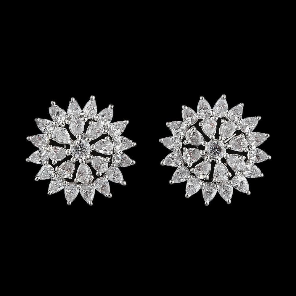 American Diamond Ear Tops - Silver - test-store-for-chase-value