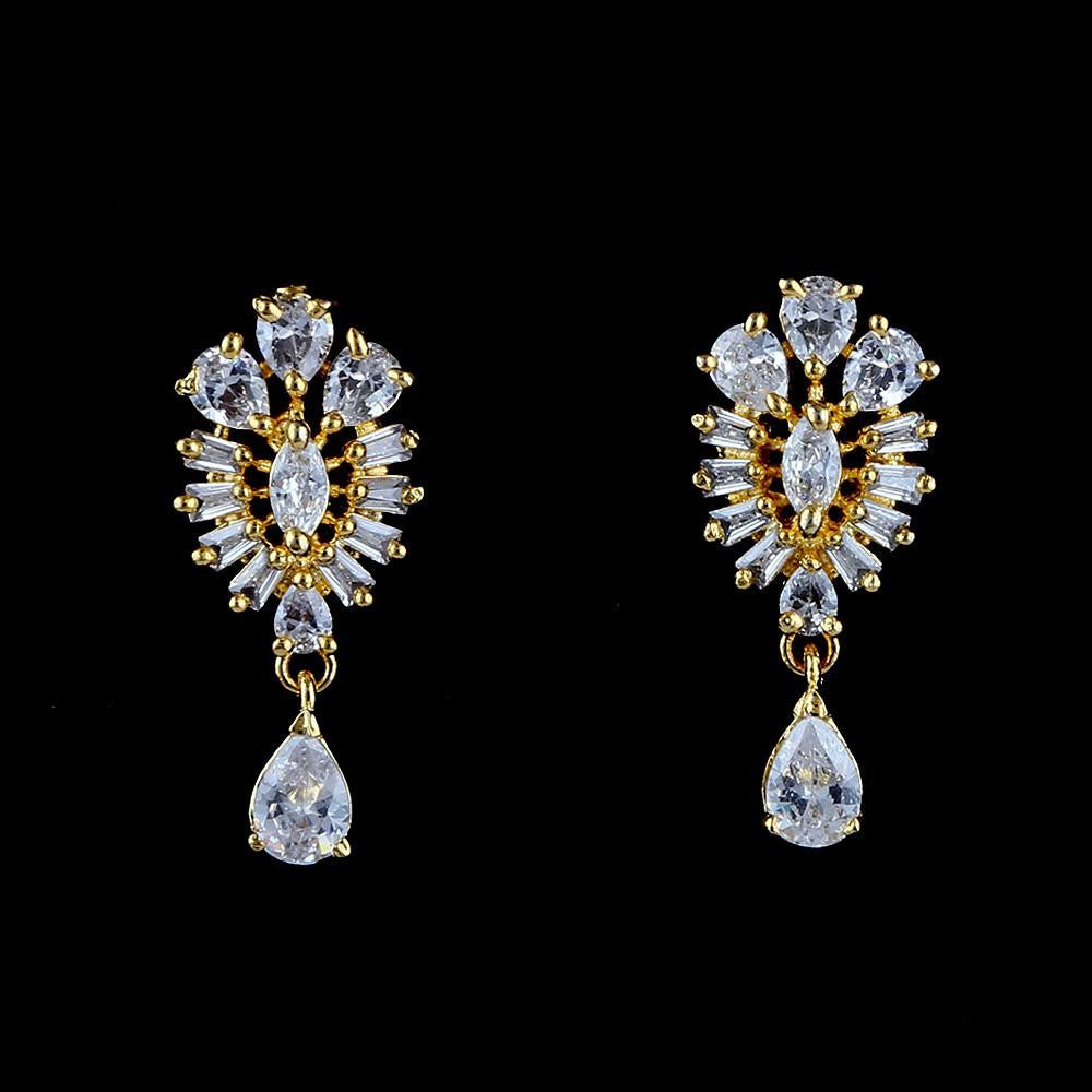 American Diamond Ear Tops - Golden - test-store-for-chase-value