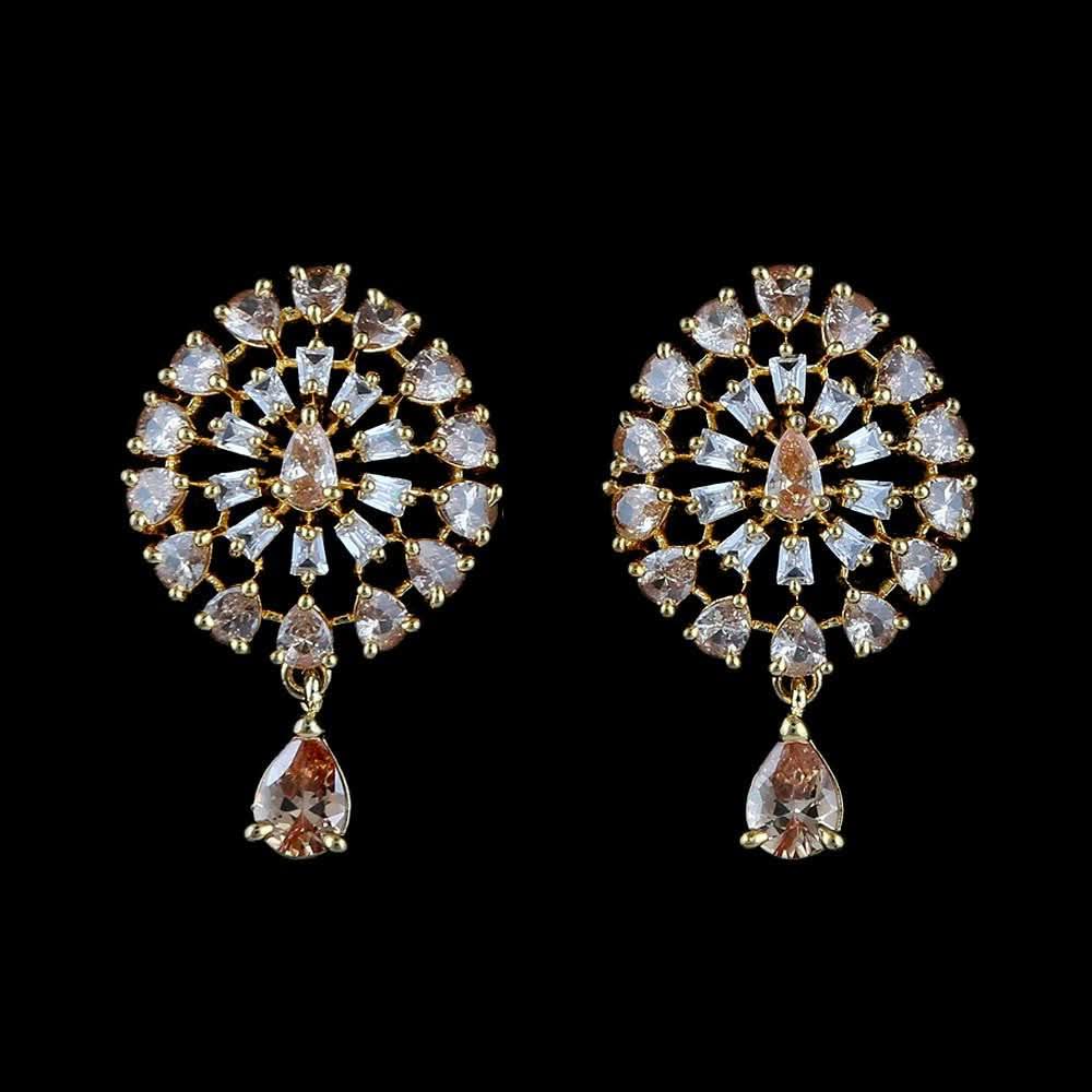 American Diamond Ear Tops - Golden - test-store-for-chase-value