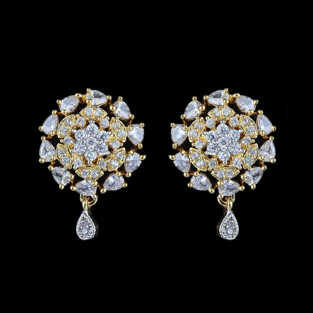 American Diamond Ear Tops - Golden - test-store-for-chase-value