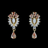 American Diamond Ear Tops - Peach & Golden - test-store-for-chase-value