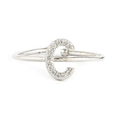 Women's Alphabet Finger Ring - Silver - Silver - test-store-for-chase-value