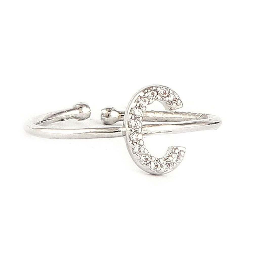 Women's Alphabet Finger Ring - Silver - Silver - test-store-for-chase-value