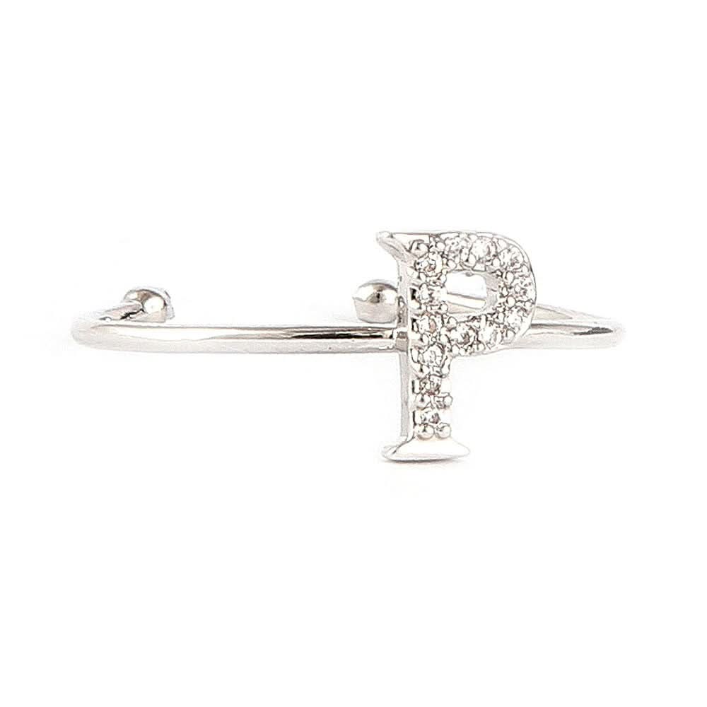 Women's Alphabet Finger Ring - Silver - Silver - test-store-for-chase-value