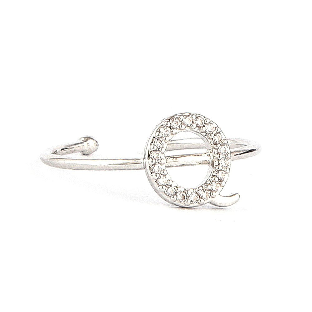 Women's Alphabet Finger Ring - Silver - Silver - test-store-for-chase-value
