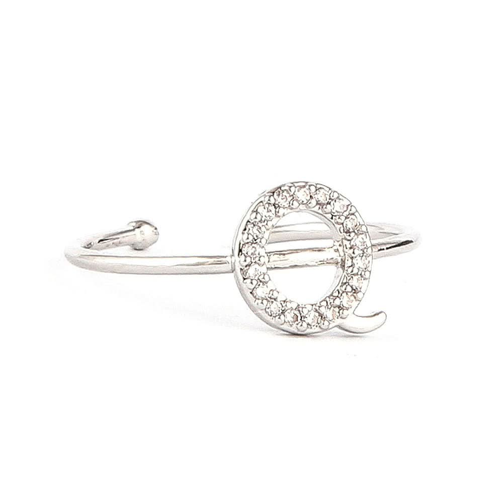Women's Alphabet Finger Ring - Silver - Silver - test-store-for-chase-value
