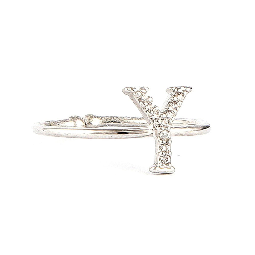 Women's Alphabet Finger Ring - Silver - Silver - test-store-for-chase-value