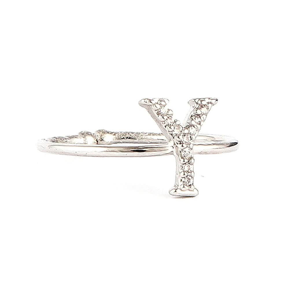 Women's Alphabet Finger Ring - Silver - Silver - test-store-for-chase-value