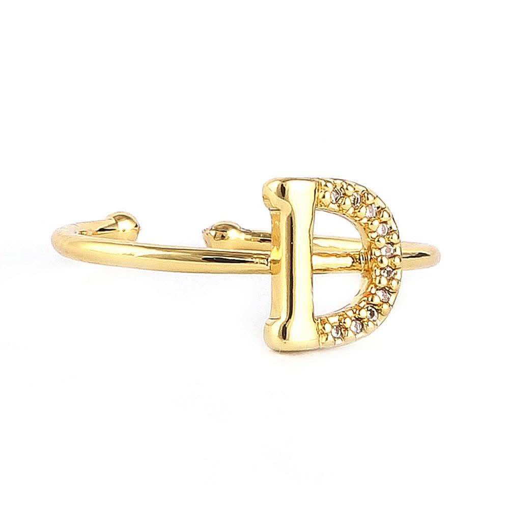 Women's Alphabet Finger Ring - Golden - Golden - test-store-for-chase-value