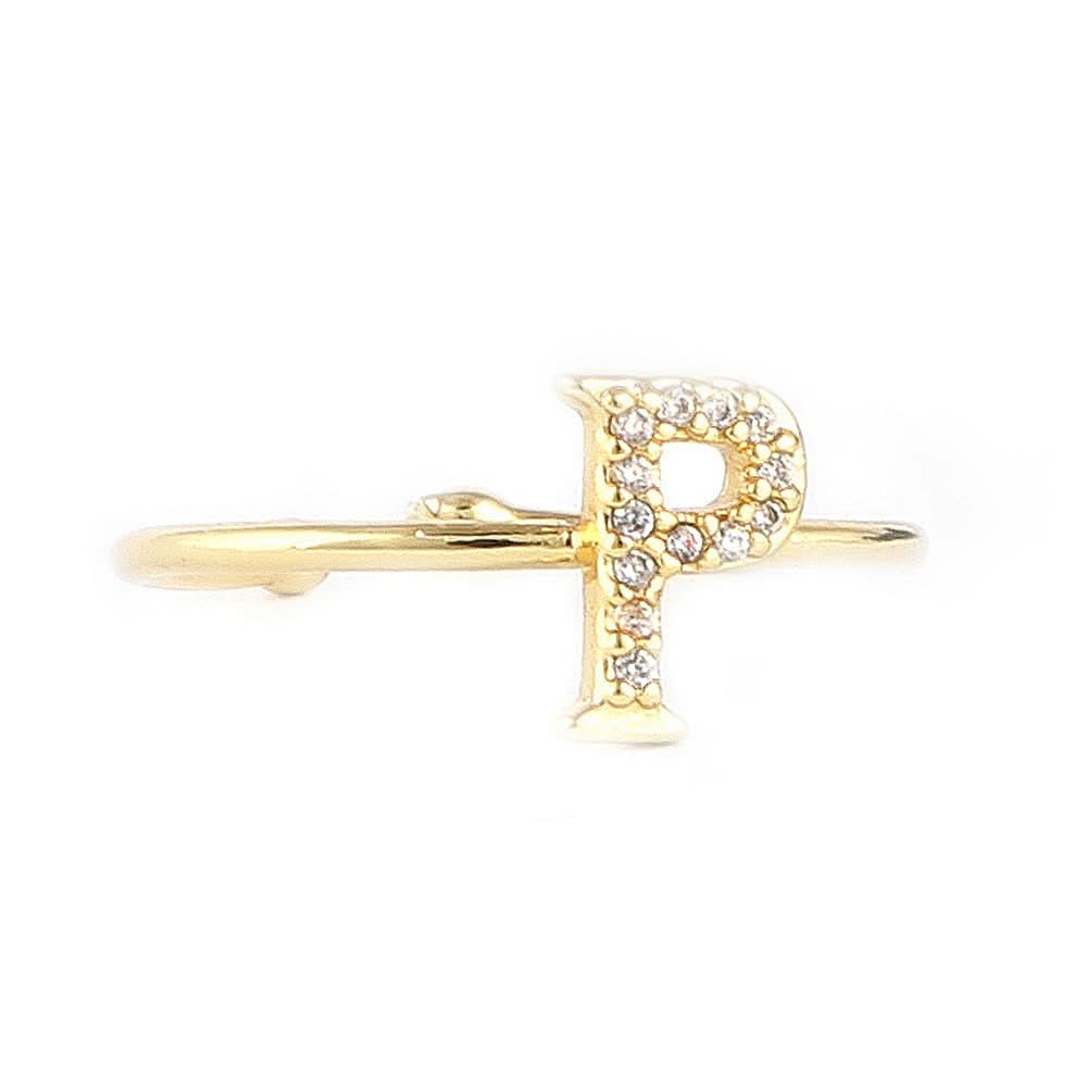 Women's Alphabet Finger Ring - Golden - Golden - test-store-for-chase-value