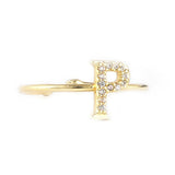 Women's Alphabet Finger Ring - Golden - Golden - test-store-for-chase-value