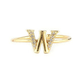 Women's Alphabet Finger Ring - Golden - Golden - test-store-for-chase-value