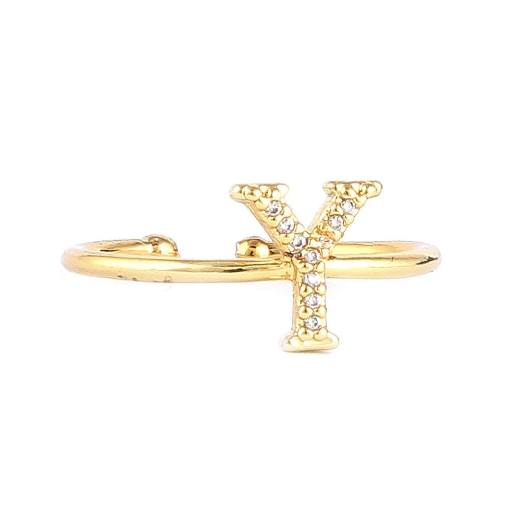Women's Alphabet Finger Ring - Golden - Golden - test-store-for-chase-value
