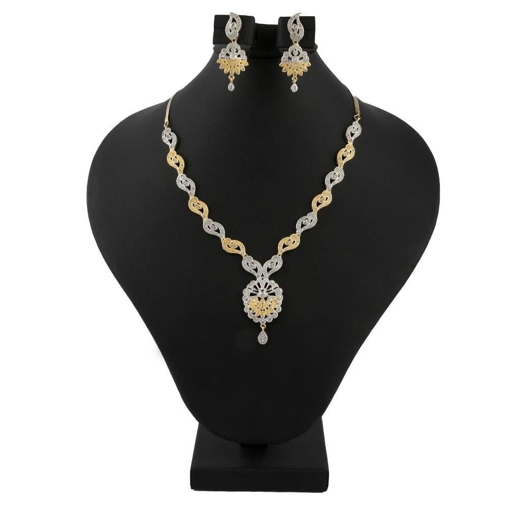 American Diamond Jewellery Set - Silver & Golden - test-store-for-chase-value