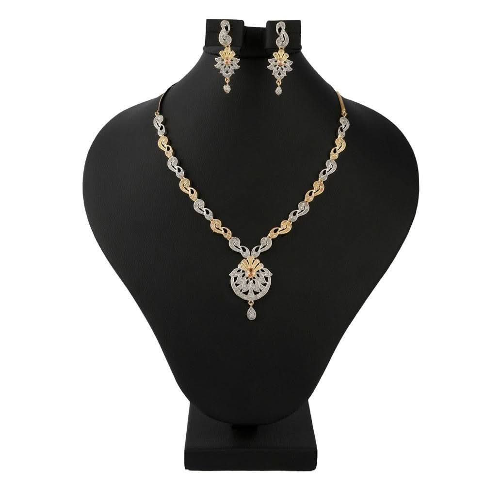 American Diamond Jewellery Set - Silver & Golden - test-store-for-chase-value