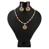 American Diamond Jewellery Set - Red & Golden - test-store-for-chase-value