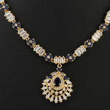 American Diamond Jewellery Set - Blue & Golden - test-store-for-chase-value