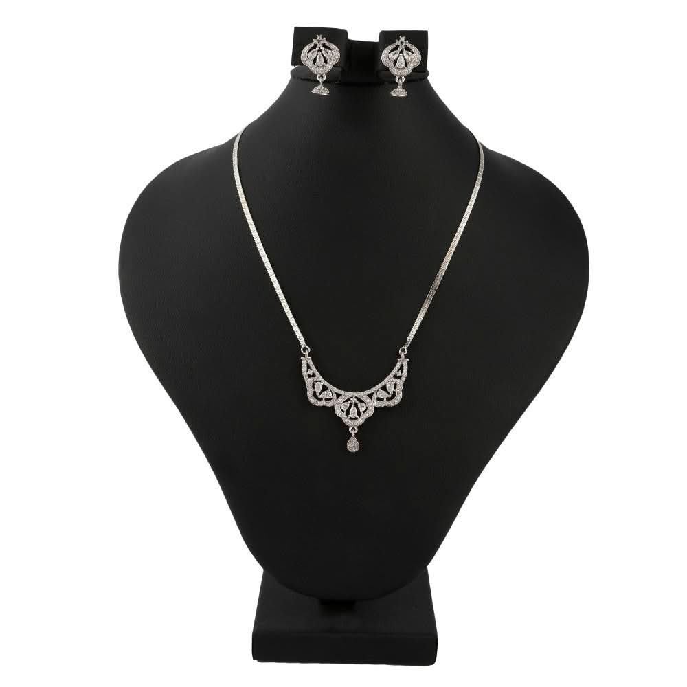 American Diamond Locket Set - Silver - test-store-for-chase-value