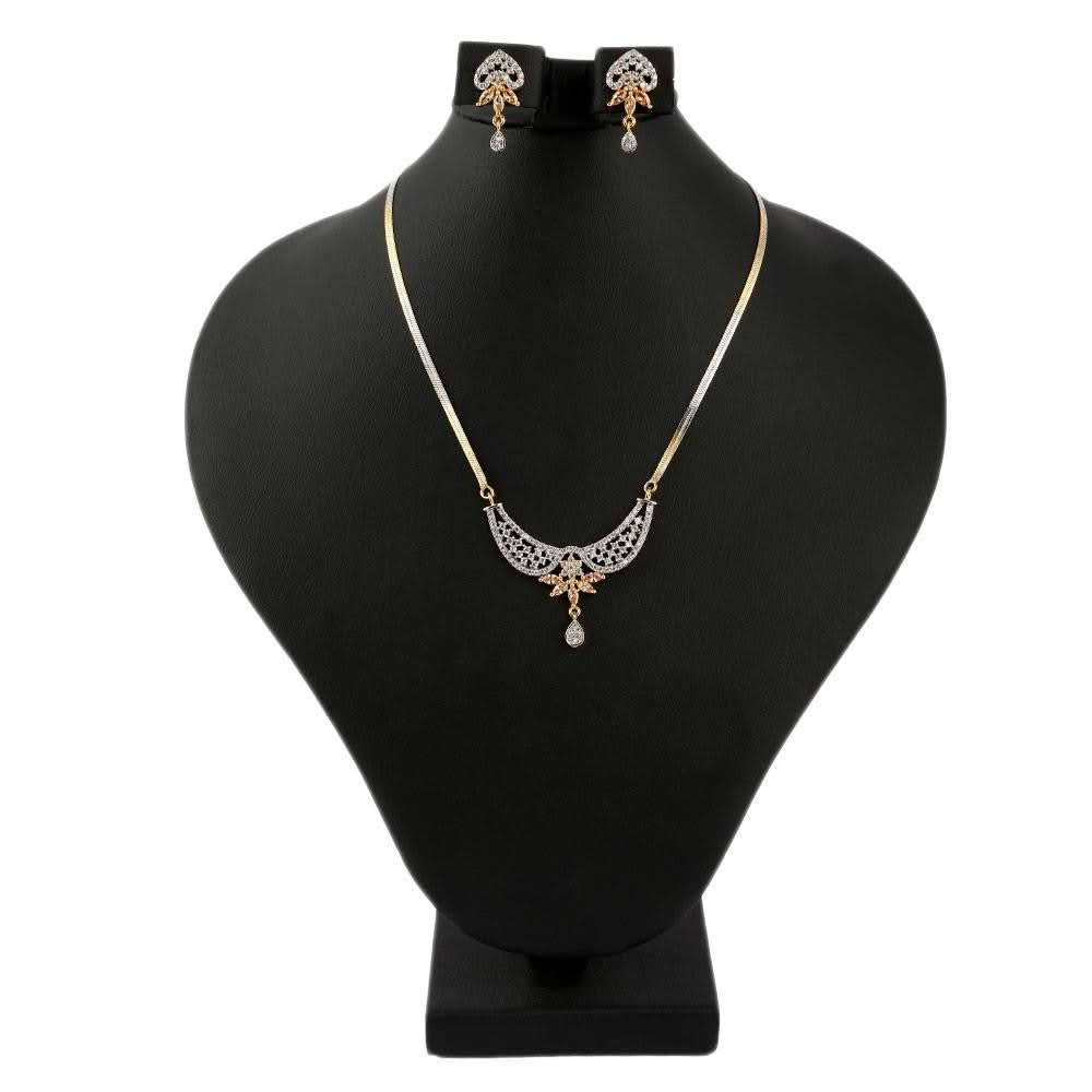 American Diamond Locket Set - Golden & Silver - test-store-for-chase-value